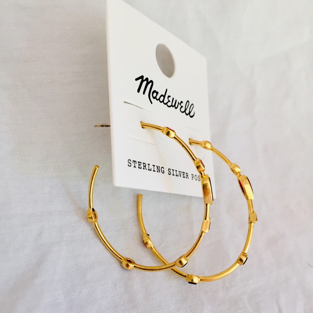 NWT Madewell Geometric Golden Oval Hoops - Picture 3 of 5
